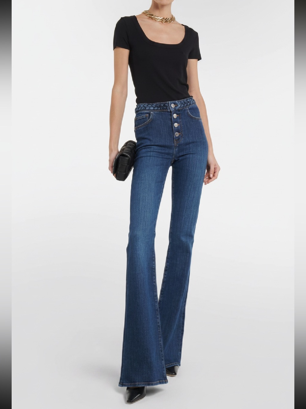 Frame Denim High-Rise Dark Blue Flare Jeans